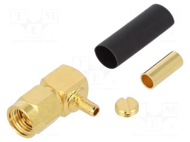 Connector: SMA; plug; male; angled 90°; 50Ω; soldering,crimped AMPHENOL RF 132123