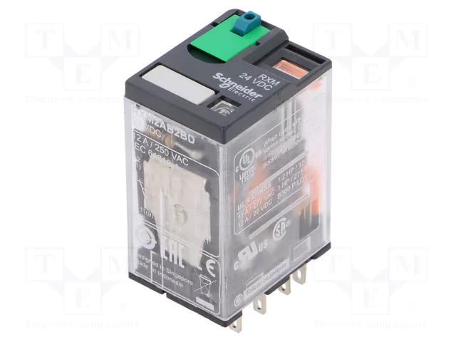 Relay: electromagnetic; DPDT; Ucoil: 24VDC; Icontacts max: 5A SCHNEIDER ELECTRIC RXM2AB2BD