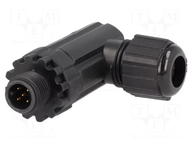 Connector: M12; plug; PIN: 5; male; 250V; angled 90°; IP67,IP68; 4A AMPHENOL LTW 12P-05BMMB-SR7001