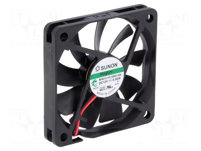 Fan: DC; axial; 12VDC; 60x60x10mm; 20.62m3/h; 21.5dBA; Vapo; 3000rpm SUNON MF60101V3-A99-A