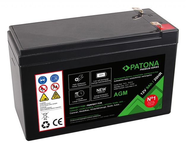 PATONA Premium AGM Lead Battery 12V 9Ah 20HR, PATONA 6405 4055655211246