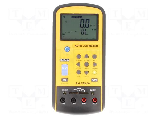 LCR meter; LCD; 20÷200MΩ; 0.1÷9999000000pF; C accuracy: ±0.3% AXIOMET AX-LCR42A