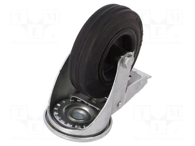 Transport wheel; Ø: 150mm; W: 40mm; H: 182mm; torsional with lock ELESA+GANTER RE.E2-150-FBF-N