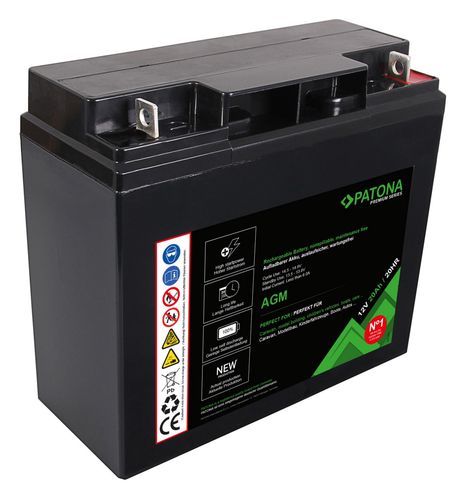 PATONA Premium AGM Lead Battery 12V 20Ah 20HR, PATONA 6409 4055655211284