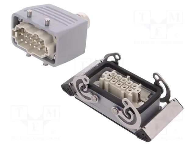 Connector: HDC; male + female; HE; PIN: 10; 16A; 500V; 10+PE; size 4 WEIDMÜLLER KIT-HE10.111