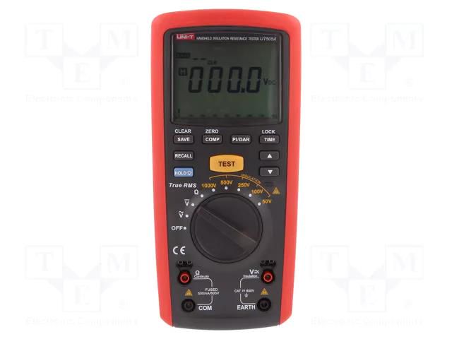 Meter: insulation resistance; LCD; (6000); VAC: 600V; VDC: 600V UNI-T UT505A