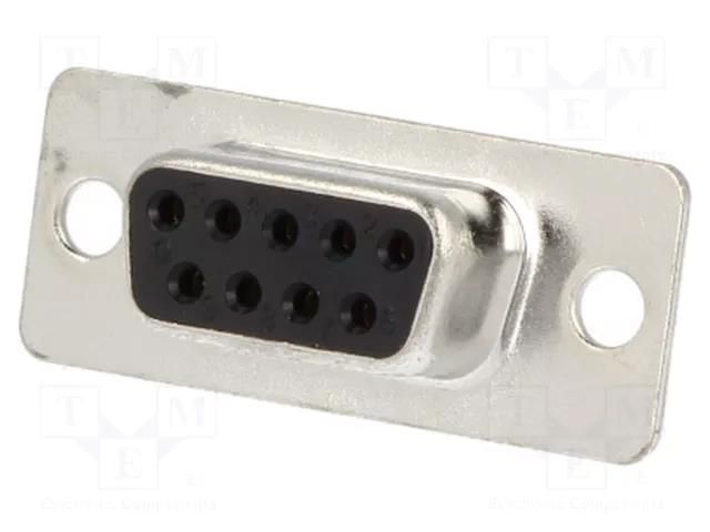 Connector: D-Sub; PIN: 9; plug; female; for cable; soldering; black ENCITECH DB09-SS