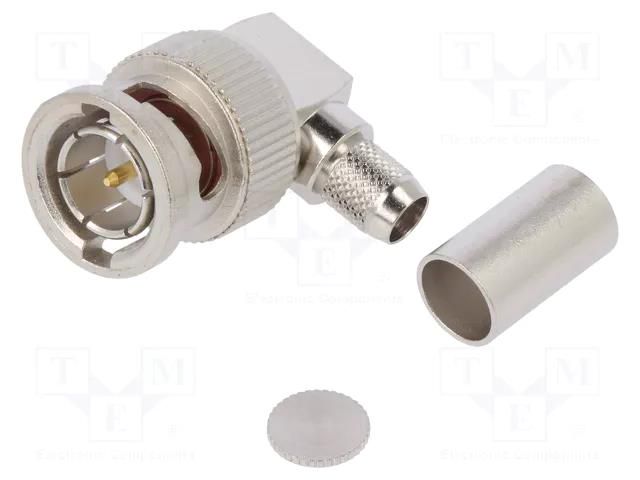 Connector: BNC; plug; male; angled 90°; 75Ω; soldering,crimped TELEGÄRTNER J01002A1356