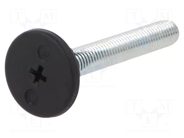 Foot; rigid,with screwdriver slot,with lever; Base dia: 30mm ELESA+GANTER LX.30SW17-M10X63S