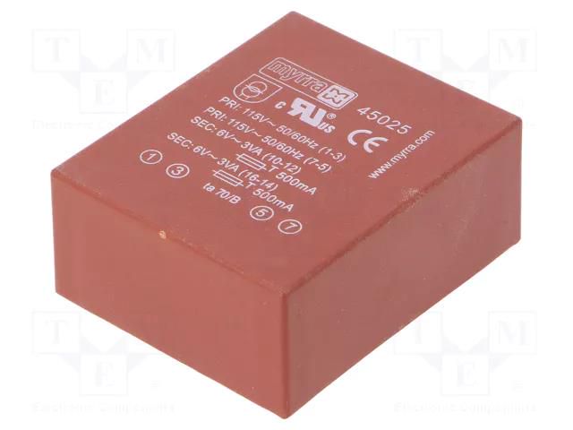 Transformer: encapsulated; 6VA; 115VAC,230VAC; 6V; 6V; white goods MYRRA MYRRA-45025