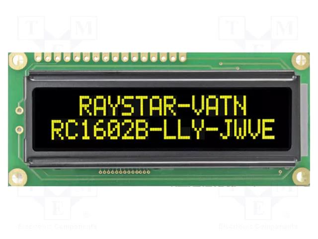 Display: LCD; alphanumeric; VA Negative; 16x2; 80x36x13.2mm; LED RAYSTAR OPTRONICS RC1602B-LLY-JWVE