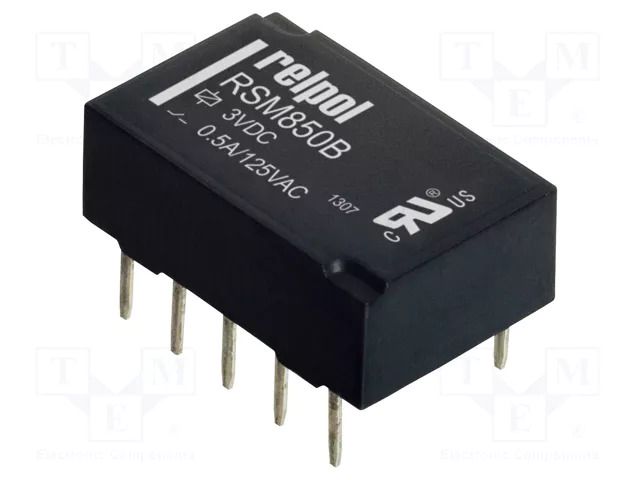 Relay: electromagnetic; DPDT; Ucoil: 3VDC; 2A; 0.5A/125VAC; RSM850B RELPOL RSM850B6112851003
