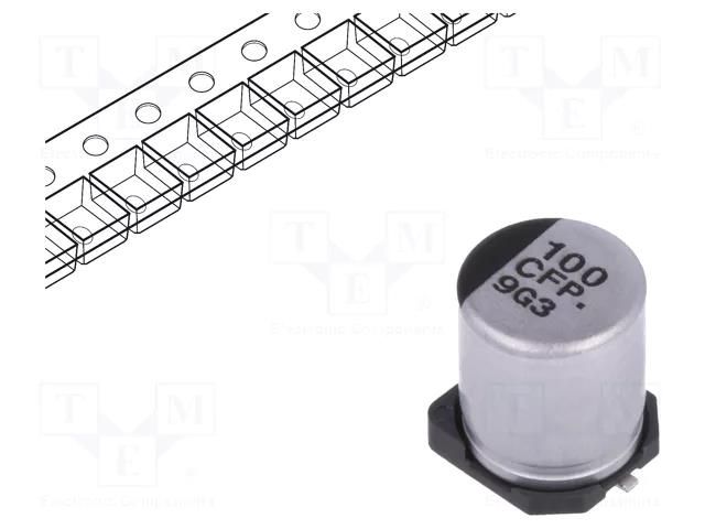 Capacitor: electrolytic; low ESR; SMD; 100uF; 16VDC; Ø6.3x7.7mm PANASONIC EEEFPC101XAP