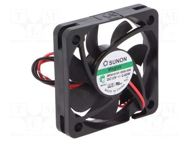 Fan: DC; axial; 12VDC; 50x50x10mm; 18.59m3/h; 25.6dBA; Vapo; 4800rpm SUNON MF50101V2-A99-A