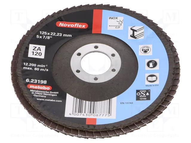 Flap grinding wheels; Ø: 125mm; Øhole: 22.23mm; Granularity: 120 METABO MTB.623198