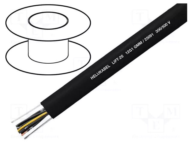 Wire; Lift-2S; 25G1mm2; unshielded; 300V,500V; Cu; stranded; black HELUKABEL LIFT-2S-25X1