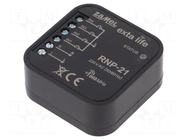 Wireless transmitter; flush mount; 230VAC; IP20; EXTA LIFE; 350m ZAMEL RNP-21