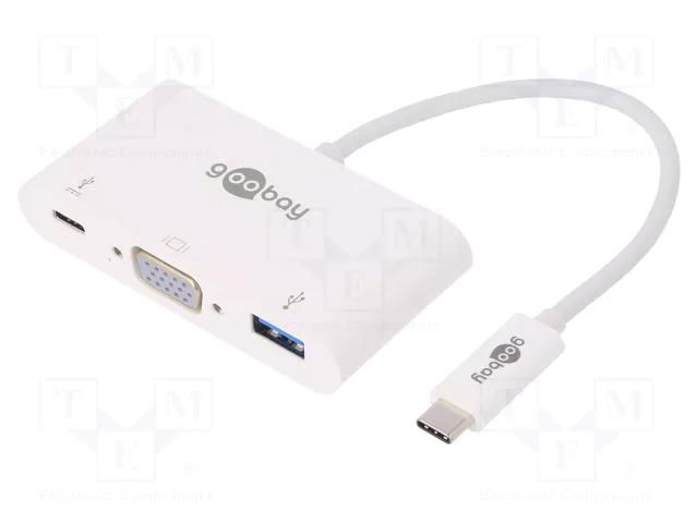 Adapter; USB 3.0; 0.15m; white; Support: 1080p,FullHD; white; 60W Goobay USB.C-ADAP-07