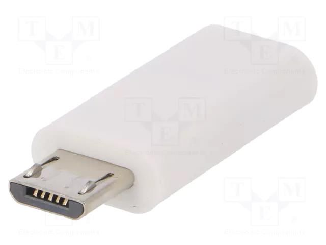 Adapter; USB 2.0; USB B micro plug,USB C socket; white Goobay USB.C-MICRO-WH