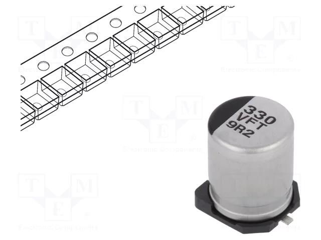 Capacitor: electrolytic; low ESR; SMD; 330uF; 35VDC; Ø8x10.2mm PANASONIC EEEFT1V331AP