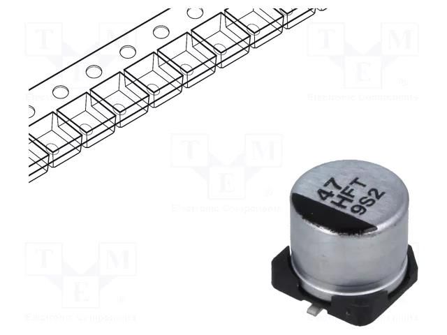 Capacitor: electrolytic; low ESR; SMD; 47uF; 50VDC; Ø6.3x5.8mm PANASONIC EEEFT1H470AP