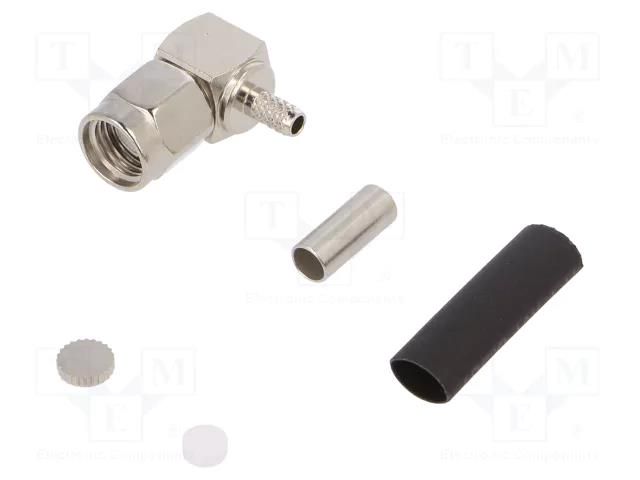 Connector: SMA; plug; reverse,female; angled 90°; 50Ω; RG174; PTFE LINX TECHNOLOGIES CONREVSMA012