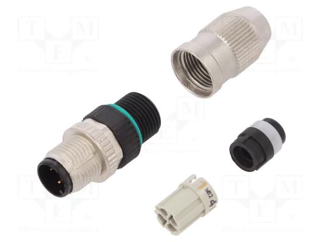 Connector: M12; plug; PIN: 4; male; straight; IDC; for cable WEIDMÜLLER SAIS4IDCM12SMALL