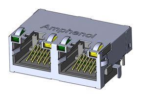 RJ45 CONN, R/A JACK, 8P8C, 2GANGED, TH RJE7228814A1.