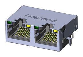 RJ45 CONN, R/A JACK, 8P8C, 2GANGED, TH RJE7228864A1.