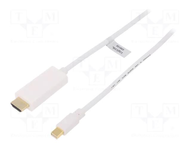 Cable; HDMI plug,mini DisplayPort plug; 1m; white; Support: 3D,4K LOGILINK CV0122