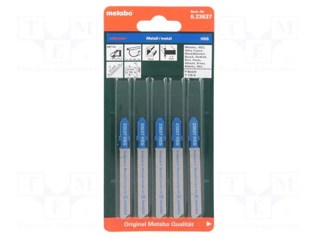 Hacksaw blade-set; tinware; 51mm; BASIC METAL; 5pcs. METABO MTB.623637