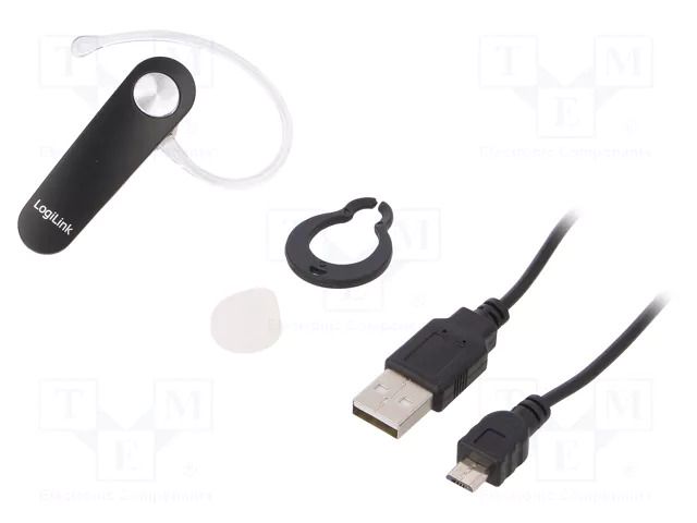 Wireless headphones with microphone; black; 10m; Charger: No LOGILINK BT0046