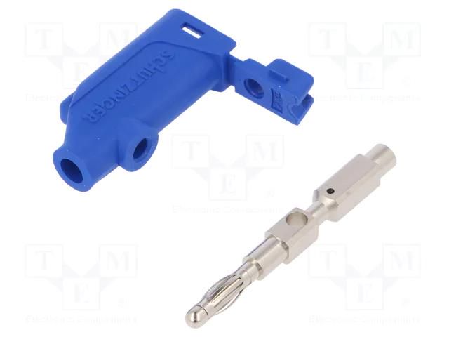 Connector: 4mm banana; plug; 32A; 33VAC; 70VDC; blue; 3mΩ; 2.5mm2 SCHÜTZINGER FK20LNI25-BL