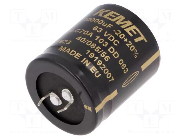 Capacitor: electrolytic; SNAP-IN; 10mF; 63VDC; Ø35x40mm; ±20%; 44mΩ KEMET ALC70A103DD063