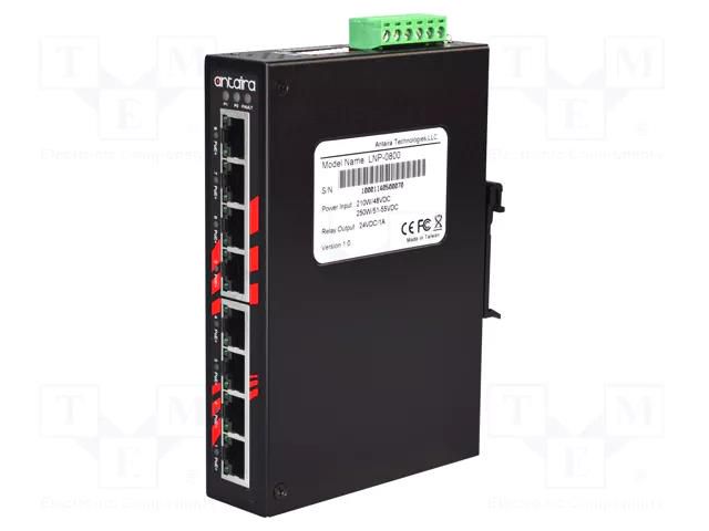 Switch PoE Ethernet; unmanaged; Number of ports: 8; 48÷55VDC ANTAIRA LNP-0800