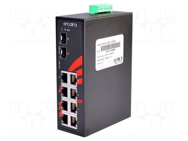 Switch Ethernet; unmanaged; Number of ports: 8; 12÷48VDC; RJ45 ANTAIRA LNX-0802C-SFP