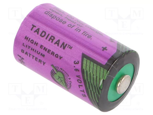 Battery: lithium (LTC); 1/2AA; 3.6V; 1200mAh; non-rechargeable TADIRAN SL-350/S
