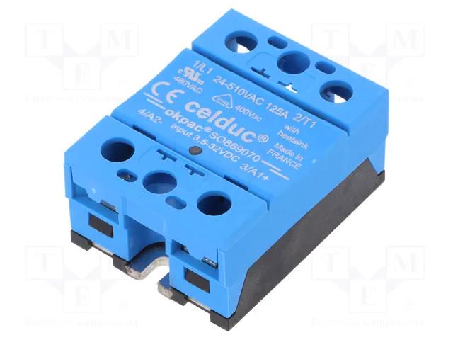 Relay: solid state; Ucntrl: 3.5÷32VDC; 125A; 24÷510VAC; SO8; IP20 CELDUC SO869070