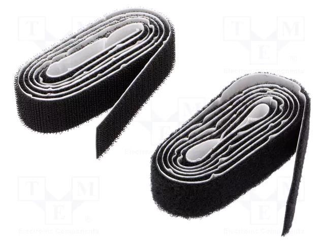 Tape: hook and loop; W: 20mm; L: 1m; caoutchouc; black TESA TESA-55224-20-1