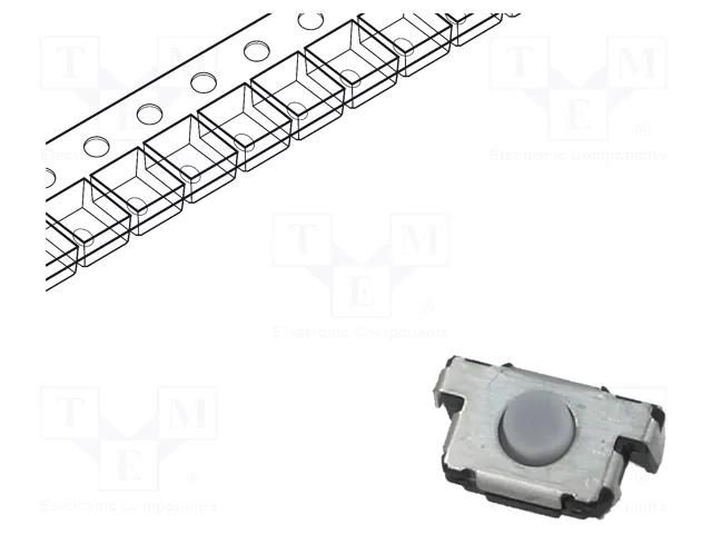 Microswitch TACT; SPST; Pos: 2; 0.02A/12VDC; SMT; 6x3.5x3.5mm; grey PANASONIC EVQP4KB3Q