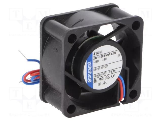 Fan: DC; axial; 24VDC; 40x40x20mm; 13m3/h; 29dBA; slide; 8100rpm EBM-PAPST 414H