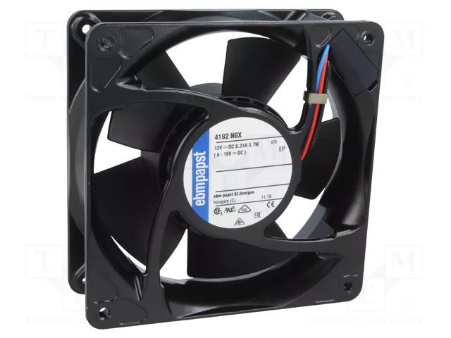 Fan: DC; axial; 12VDC; 119x119x38mm; 160m3/h; 44dBA; slide; 2800rpm EBM-PAPST 4182NGX