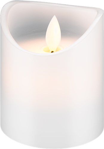 LED Real Wax Candle, white, 7.5 x 10 cm - with timer function and pendant wick, battery-operated, warm white (2700 K) 66519