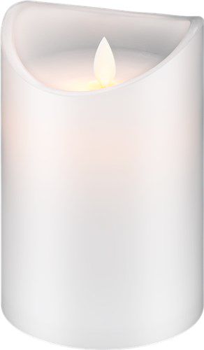 LED Real Wax Candle, white, 10 x 15 cm - with timer function and pendant wick, battery-operated, warm white (2700 K) 66521