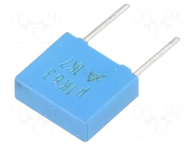 Capacitor: polyester; 0.1uF; 40VAC; 63VDC; 5mm; ±10%; 7.3x6.5x2.5mm EPCOS B32529C0104K000