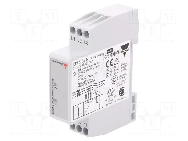 Voltage monitoring relay; phase sequence,phase failure; DPA CARLO GAVAZZI DPA51CM44