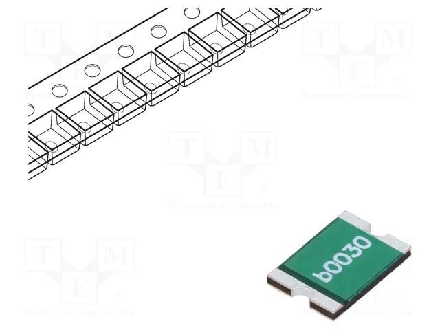 Fuse: PTC polymer; 0.3A; Imax: 100A; SMD; 0ZCF; 2920 BEL FUSE 0ZCF0030FF2C