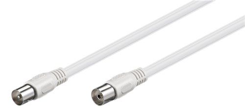 Antenna Cable (Class A, >85 dB), Double Shielded, 1.5 m, white - coaxial plug > coaxial socket (fully shielded) 66613