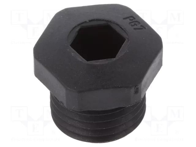 Stopper; PG7; IP68; polyamide; black; V-NE-SD PG; Thread: PG HUMMEL HUMMEL-1256070111