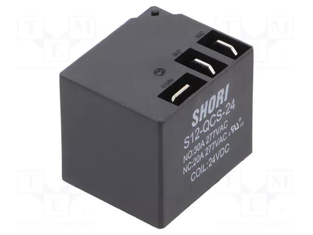 Relay: electromagnetic; SPDT; Ucoil: 24VDC; Icontacts max: 20A SHORI ELECTRIC S12-QCS-24